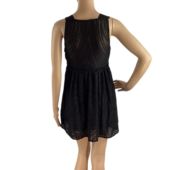 Free People Placed Lace Mini Fit Flare Slip Dress Black Size S - Picture 9 of 11